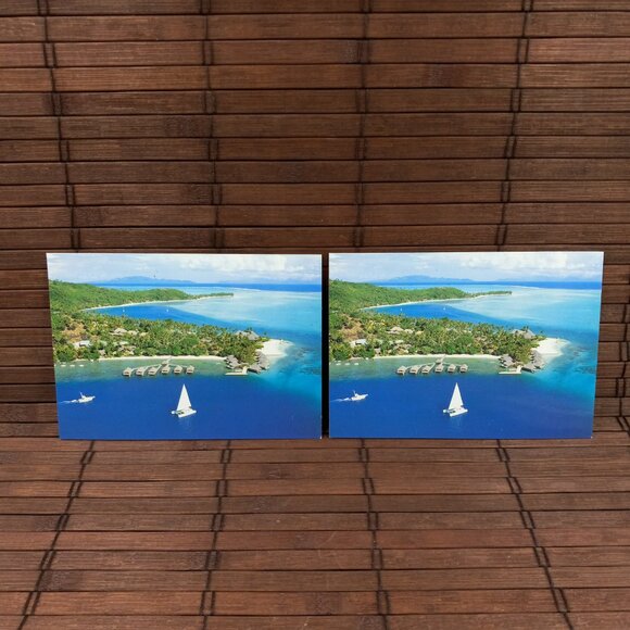 Hotel Bora Bora Tahiti French Polynesia Vintage Ephemera Lot Map Postcards - Picture 9 of 12